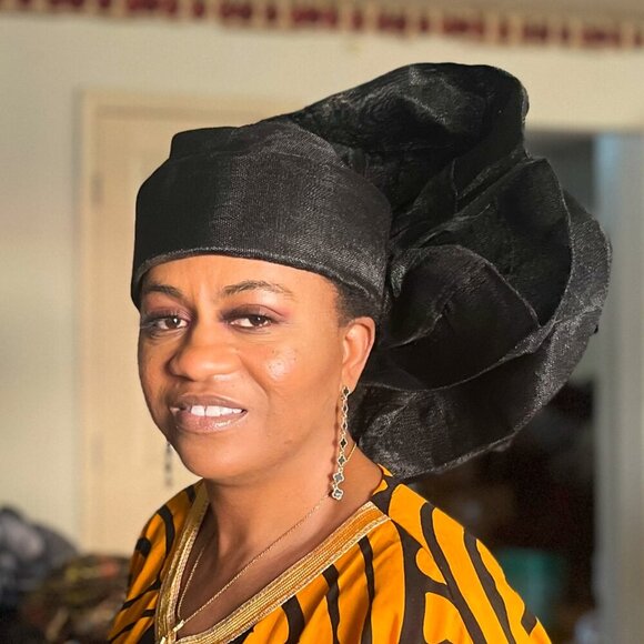 Luxury Metallic Aso-oke AUTO GELE Turban Gele Hat Headtie Made in Nigeria - Picture 1 of 17